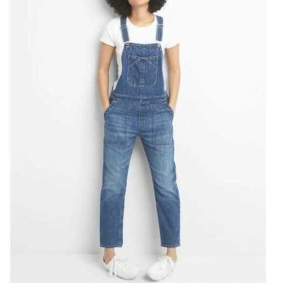 GAP Denim - GAP Crop Slouchy Denim Jean Overalls Medium Wash Women's Size Small H13436